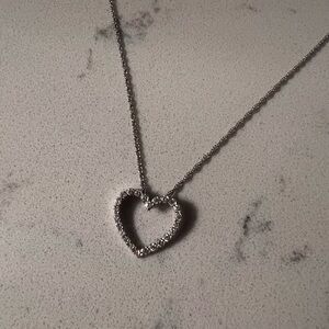 18 inch 14k gold diamond heart pendant